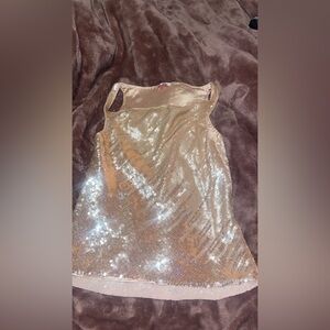 Light pink sequin tank with silk liner